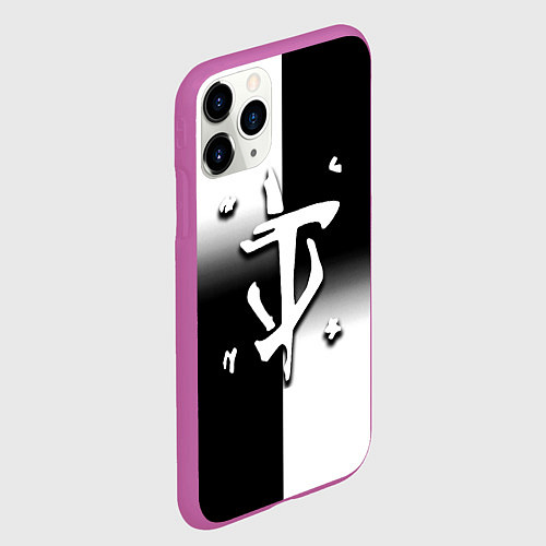 Чехол iPhone 11 Pro матовый Doom black geometry / 3D-Фиолетовый – фото 2