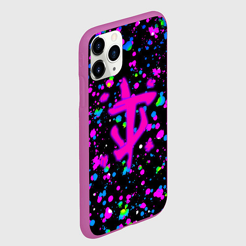 Чехол iPhone 11 Pro матовый Doom цветные краски / 3D-Фиолетовый – фото 2
