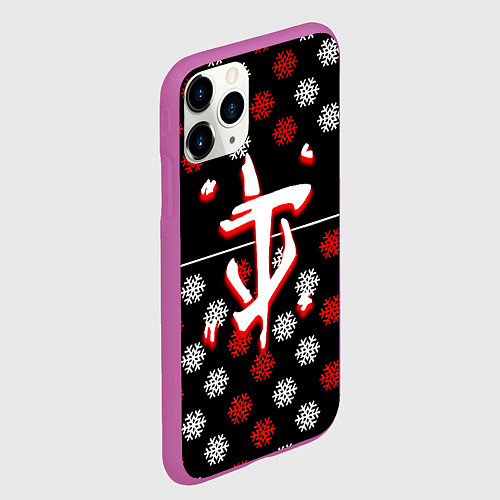 Чехол iPhone 11 Pro матовый Doom winter pattern steel / 3D-Фиолетовый – фото 2