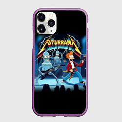 Чехол iPhone 11 Pro матовый Rock group Futurama - ai art fantasy, цвет: 3D-фиолетовый