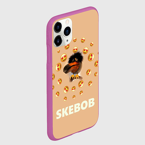 Чехол iPhone 11 Pro матовый Мем скебоб и смайлики / 3D-Фиолетовый – фото 2