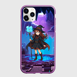 Чехол iPhone 11 Pro матовый Аниме девочка маг с волшебных посохом