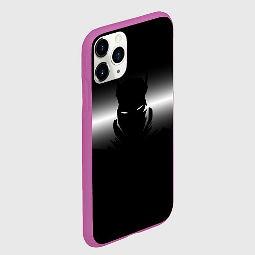Чехол iPhone 11 Pro матовый Силуэт Бэтмена - градиент / 3D-Фиолетовый – фото 2
