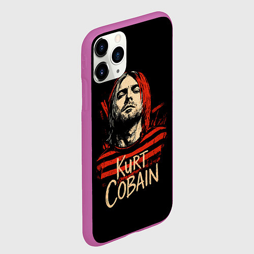 Чехол iPhone 11 Pro матовый Курт Кобейн, Нирвана / 3D-Фиолетовый – фото 2