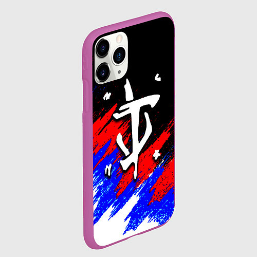 Чехол iPhone 11 Pro матовый Doom триколор краски / 3D-Фиолетовый – фото 2