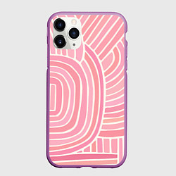 Чехол iPhone 11 Pro матовый Абстрактный узор розовый, цвет: 3D-фиолетовый