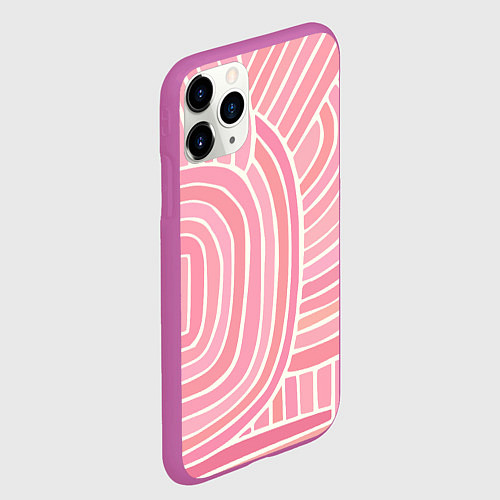 Чехол iPhone 11 Pro матовый Абстрактный узор розовый / 3D-Фиолетовый – фото 2