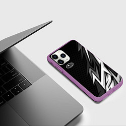 Чехол iPhone 11 Pro матовый Subaru - монохромный черный, цвет: 3D-фиолетовый — фото 2