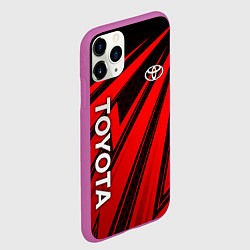 Чехол iPhone 11 Pro матовый Тойота - красные полосы, цвет: 3D-фиолетовый — фото 2