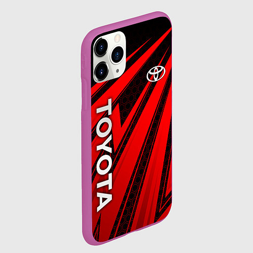 Чехол iPhone 11 Pro матовый Тойота - красные полосы / 3D-Фиолетовый – фото 2