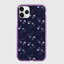 Чехол iPhone 11 Pro матовый Цветочный узор синий, цвет: 3D-фиолетовый