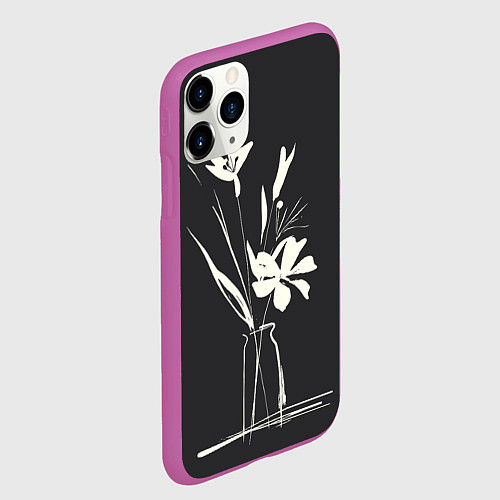 Чехол iPhone 11 Pro матовый Ваза с цветами / 3D-Фиолетовый – фото 2