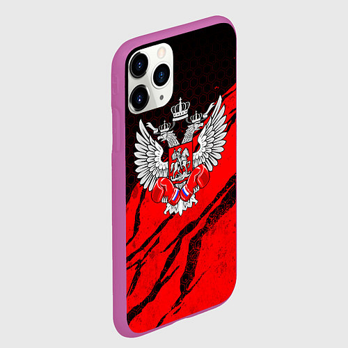 Чехол iPhone 11 Pro матовый Федерация бокса России - красный / 3D-Фиолетовый – фото 2