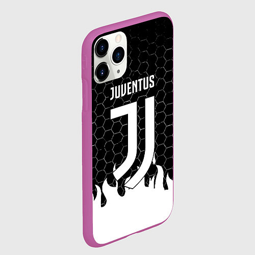 Чехол iPhone 11 Pro матовый Juventus соты огонь / 3D-Фиолетовый – фото 2