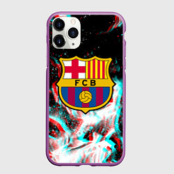 Чехол iPhone 11 Pro матовый Barcelona огонь глитч, цвет: 3D-фиолетовый