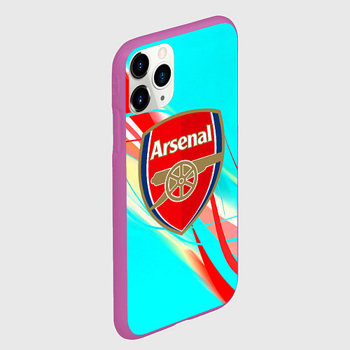 Чехол iPhone 11 Pro матовый Arsenal stripes / 3D-Фиолетовый – фото 2