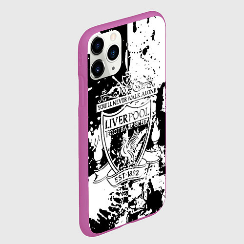 Чехол iPhone 11 Pro матовый Liverpool краски текстура / 3D-Фиолетовый – фото 2
