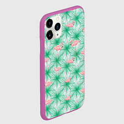 Чехол iPhone 11 Pro матовый Фламинго и тропики, цвет: 3D-фиолетовый — фото 2