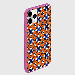 Чехол iPhone 11 Pro матовый Узор геометрический сине-оранжевый, цвет: 3D-фиолетовый — фото 2