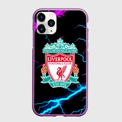 Чехол iPhone 11 Pro матовый Liverpool neon storm, цвет: 3D-фиолетовый