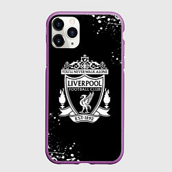Чехол iPhone 11 Pro матовый Liverpool белые краски текстура, цвет: 3D-фиолетовый