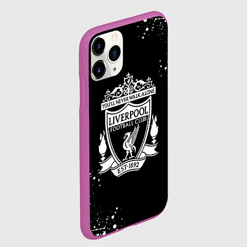 Чехол iPhone 11 Pro матовый Liverpool белые краски текстура / 3D-Фиолетовый – фото 2