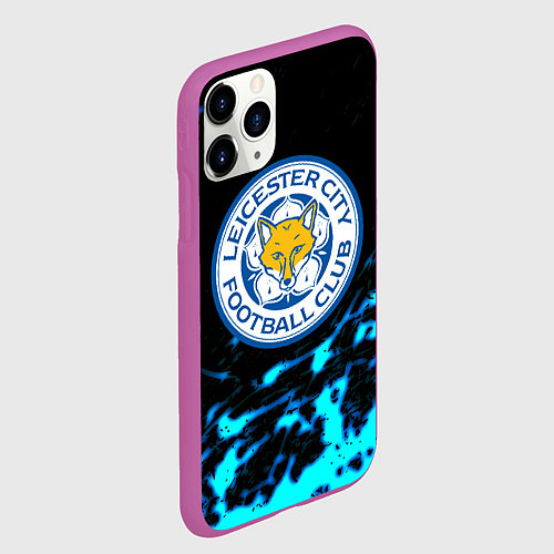 Чехол iPhone 11 Pro матовый ФК Лестер Сити голубые краски / 3D-Фиолетовый – фото 2