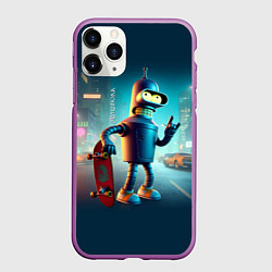 Чехол iPhone 11 Pro матовый Сынишка Бендера крутой скейтбордист, цвет: 3D-фиолетовый