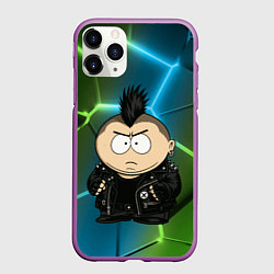 Чехол iPhone 11 Pro матовый Эрик Картман - недовольный панк, цвет: 3D-фиолетовый