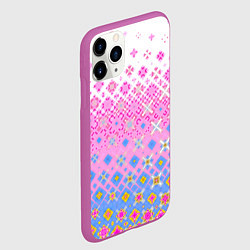 Чехол iPhone 11 Pro матовый Розово-голубой узор, цвет: 3D-фиолетовый — фото 2