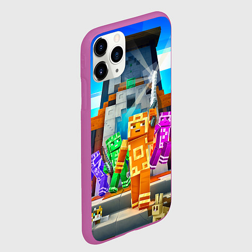 Чехол iPhone 11 Pro матовый Майнкрафт - искатели приключений / 3D-Фиолетовый – фото 2