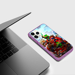 Чехол iPhone 11 Pro матовый Майнкрафт - царь горы, цвет: 3D-фиолетовый — фото 2