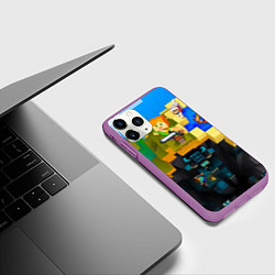 Чехол iPhone 11 Pro матовый Майнкрафт - раскопки, цвет: 3D-фиолетовый — фото 2