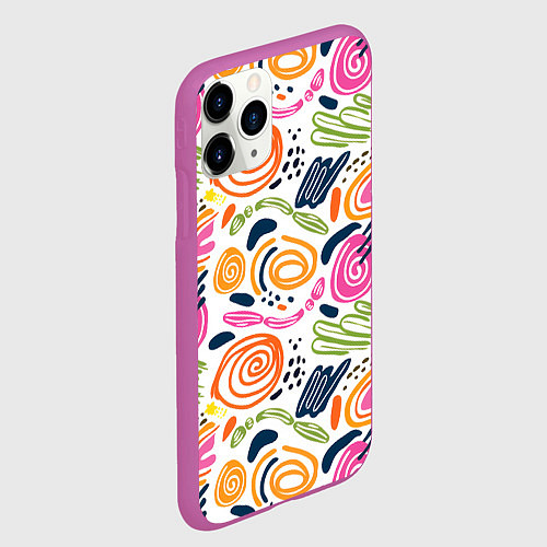 Чехол iPhone 11 Pro матовый Яркие спирали / 3D-Фиолетовый – фото 2