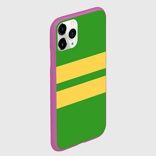 Чехол iPhone 11 Pro матовый Фриск андертейл - полоски на зеленом / 3D-Фиолетовый – фото 2