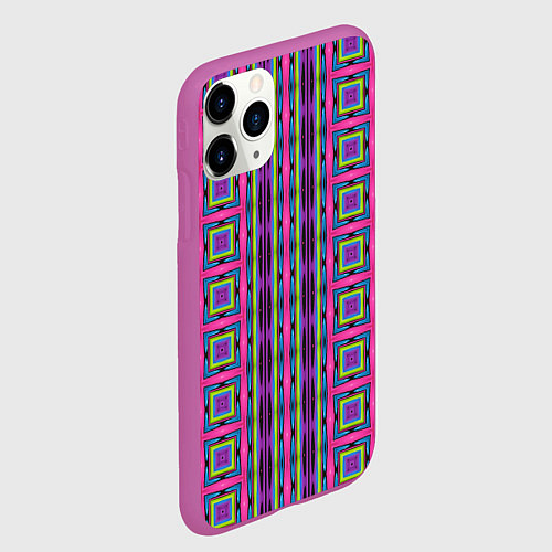 Чехол iPhone 11 Pro матовый Геометрические яркие полосы / 3D-Фиолетовый – фото 2
