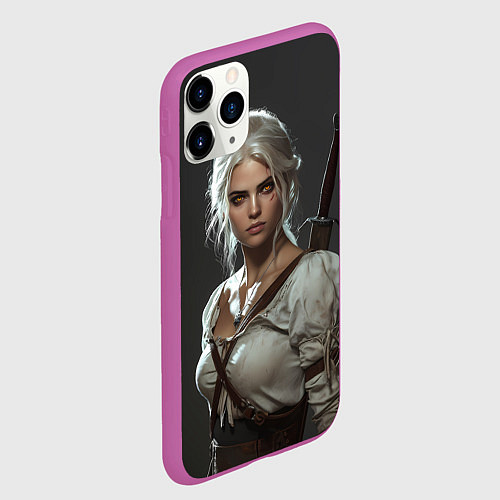 Чехол iPhone 11 Pro матовый Цири строгий взгляд / 3D-Фиолетовый – фото 2