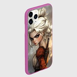 Чехол iPhone 11 Pro матовый Цири в мультяшном стиле, цвет: 3D-фиолетовый — фото 2