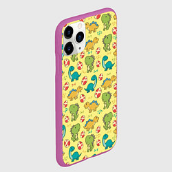 Чехол iPhone 11 Pro матовый Динозаврики, цвет: 3D-фиолетовый — фото 2
