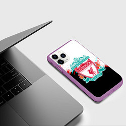 Чехол iPhone 11 Pro матовый Ливерпуль текстура глитч краски, цвет: 3D-фиолетовый — фото 2