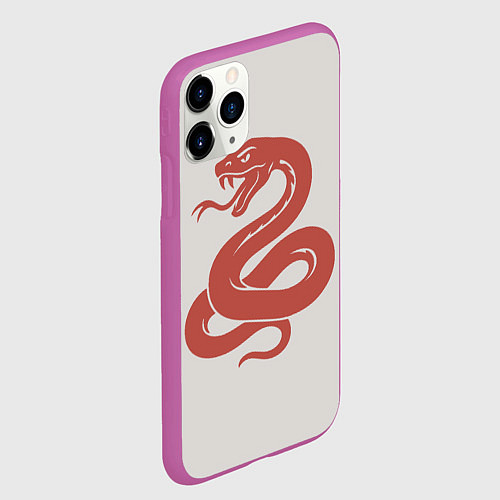 Чехол iPhone 11 Pro матовый Змей - красный / 3D-Фиолетовый – фото 2