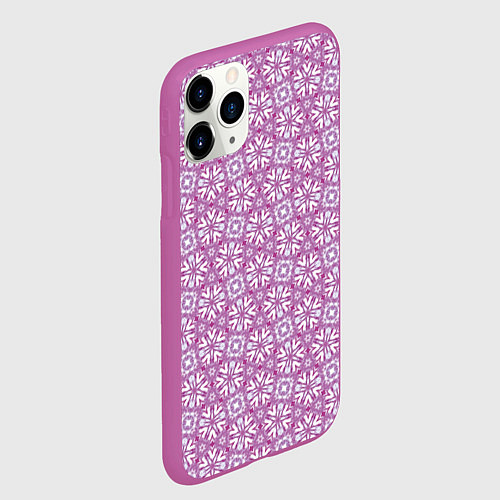Чехол iPhone 11 Pro матовый Сиреневый узорчатый паттерн / 3D-Фиолетовый – фото 2