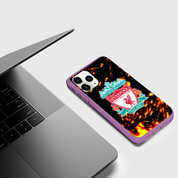 Чехол iPhone 11 Pro матовый Liverpool краски огненные, цвет: 3D-фиолетовый — фото 2