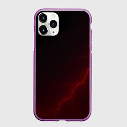 Чехол iPhone 11 Pro матовый Красная молния на черном, цвет: 3D-фиолетовый