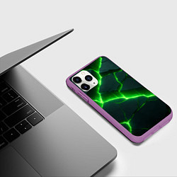 Чехол iPhone 11 Pro матовый Кислотный зеленый свет из плит, цвет: 3D-фиолетовый — фото 2