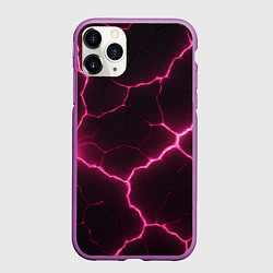 Чехол iPhone 11 Pro матовый Розовый свет из разлома плит, цвет: 3D-фиолетовый