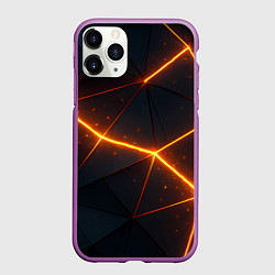 Чехол iPhone 11 Pro матовый Оранжевые геометрические лучи, цвет: 3D-фиолетовый