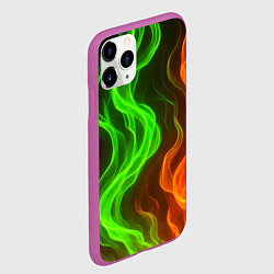 Чехол iPhone 11 Pro матовый Разноцветное пламя огня, цвет: 3D-фиолетовый — фото 2