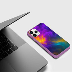 Чехол iPhone 11 Pro матовый Смешение разноцветных красок, цвет: 3D-фиолетовый — фото 2