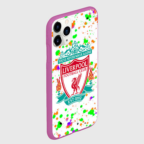 Чехол iPhone 11 Pro матовый Liverpool брызги красок текстура / 3D-Фиолетовый – фото 2
